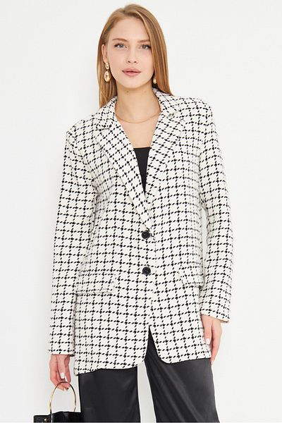 armonika Jachetă oversize căptușită cu buzunar cu rever pentru bărbați, albă, pentru femei, ARM-25K 001060