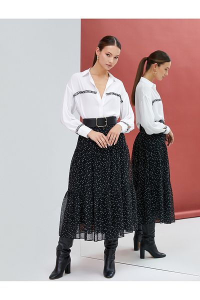 Koton Long Sleeve Shirt Buttoned Tweed Stripe Detailed