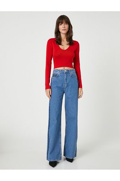 Koton Women's Clothing Soft Textured Sweater 3sak90002ht Red Red