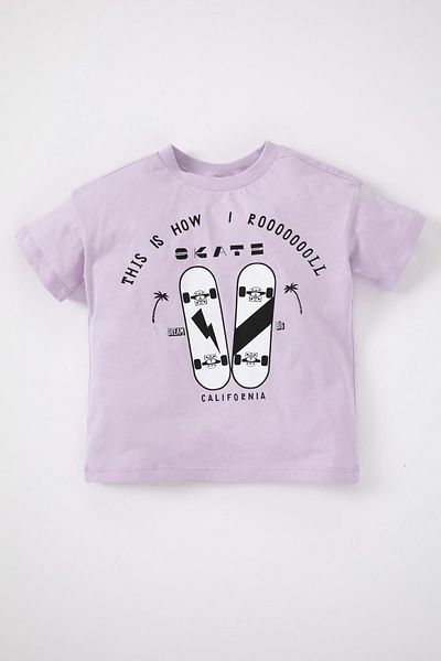 DeFacto Baby Boy Crew Neck Printed T-Shirt Z9874A223Sm - Short Sleeve Combed Cotton