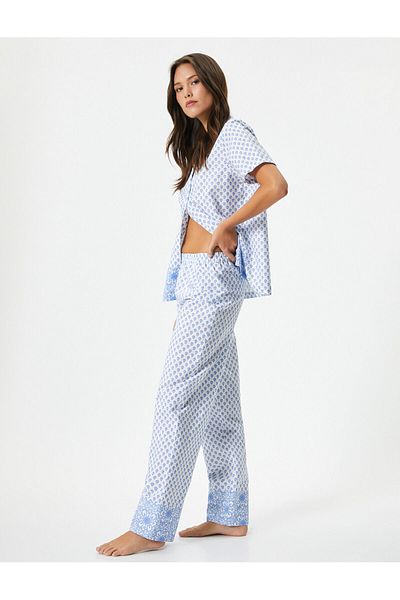 Koton Pyjamahose aus Baumwolle mit geradem Bein und Muster