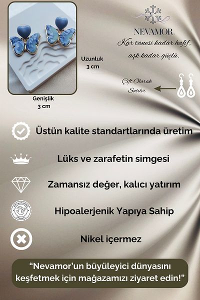 nevamor أقراط الفراشة الزرقاء