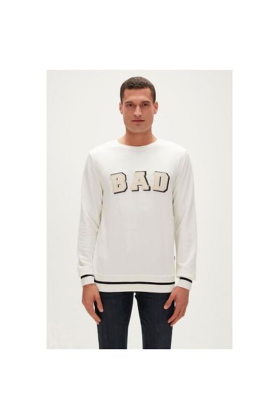 Bad Bear Felt White Men's Crewneck Sweatshirt 23.02.12.013-C04