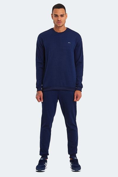 Slazenger Καθημερινό Άνετο Σετ ανδρικής φόρμας με στρογγυλό γιακά Navy Blue
