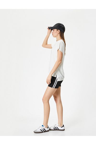 Koton Comfortable Fit Basic Sports Μακρύ T-Shirt με κοντό μανίκι, λαιμόκοψη