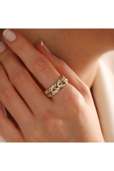 Sembol Gold 14 Ayar Altın Başak Yüzük Özel Tasarım