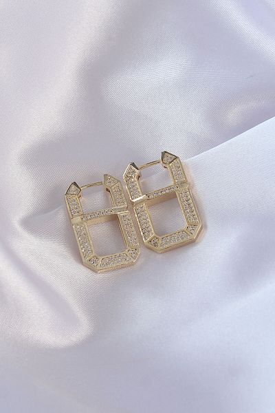 Skygo Vip Series Brass Gold Color Zircon Stone Serenay Earrings - Tj-Bkp9071