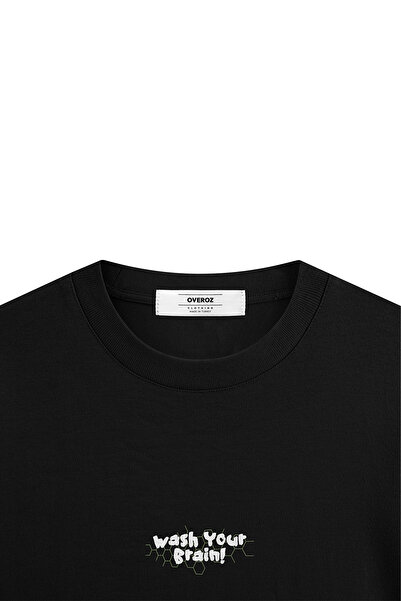Overoz Μπλουζάκι Wash Your Brain Back Printed Semi Oversize 1258