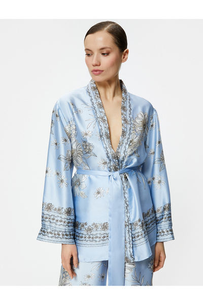 Koton Saténové květinové kimono oversize - podrobný pas