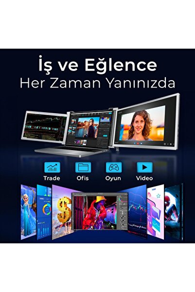 NPO NPM20 15.4" FHD 1080p IPS Type-C Taşınabilir Dizüstü 2'li Monitör Çoklayıcı Notebook Monitör