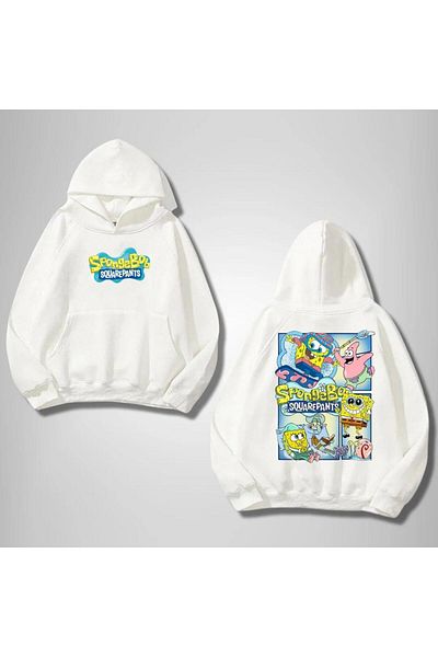 Touz Moda Φούτερ SpongeBob Friends εμπρός και πίσω με στάμπα με λευκή κουκούλα