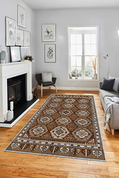 Viyana Home Dijital Baskılı Kaymaz Etnik Klasik Kilim Model Yıkanabilir Yollu...