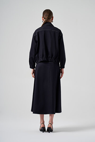 Nuss Zippered Short Jacket 6027 Navy Blue