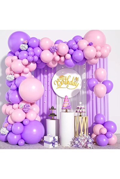 DÜVENCİ TİCARET Set lanț de baloane violet roz pastel