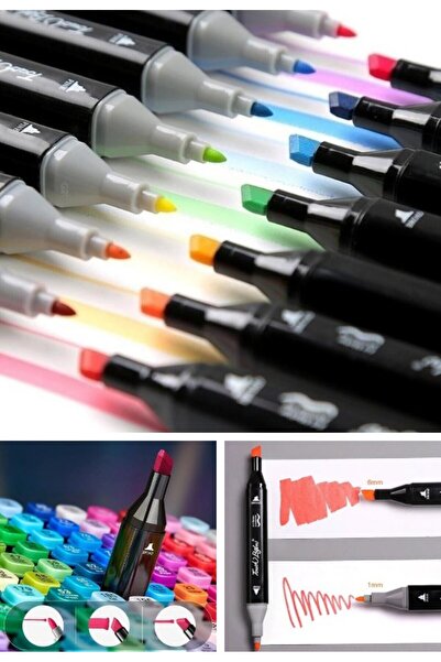Genel Markalar 60 lı Çift Tatraflı Marker Kalem Seti Resim Mimari Ve Grafik Tasarım Kalemi Yüksek Kalite
