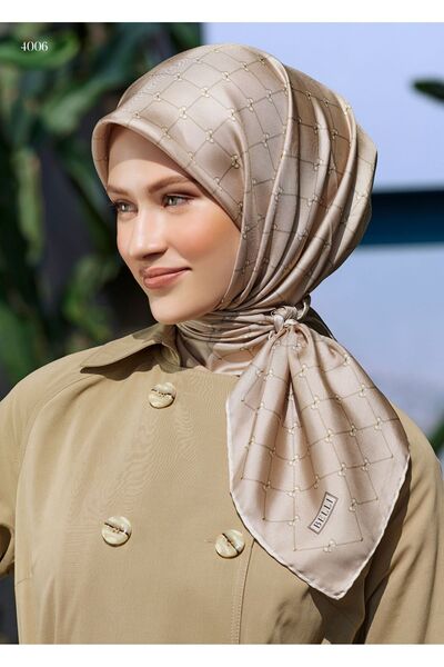 Belli Eșarfă bej 4006-33 model 100% mătase twill