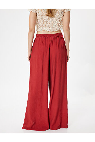 Koton X Melis Ağazat - Viskon Geniş Paça Pantolon Cepli Pile Detaylı Rahat Kalıp