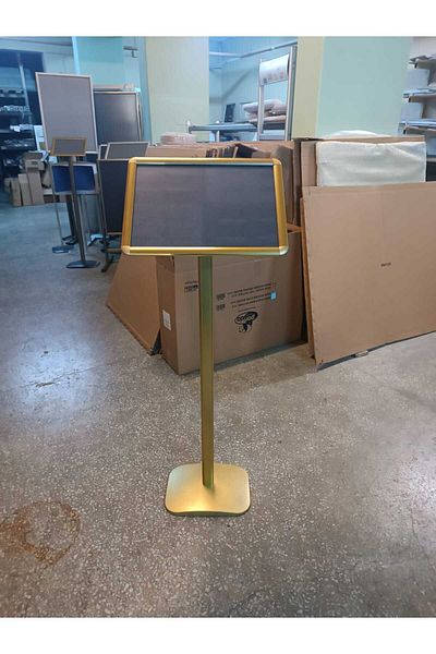 Panda A4 Yellow Color Standing Aluminum Diverter Menu Board Diverter 21X30X110Cm