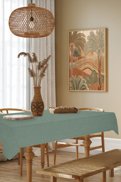 MARİTSA Masa Örtüsü - Kadife Dokulu Serisi Çağla Yeşili Dertsiz(Leke tutmaz v...