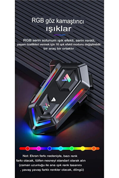Kensa Motorsiklet Kask Interkom Kulaklık RGB Işıklı Bluetooth 5.3 Çift Telefon Bağlantı