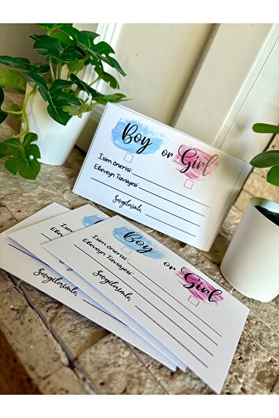 Pankart Evi Bebek Cinsiyet Partisi Tahmin Ve Dilek Anı Kartı 8 Adet - Boy Or Girl