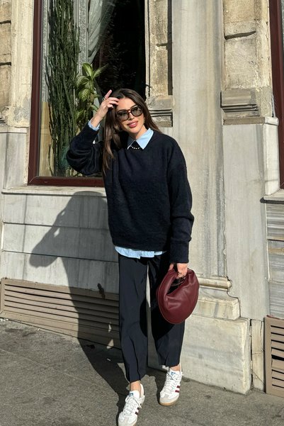 QUREKLİ Crew Neck Knitwear Sweater