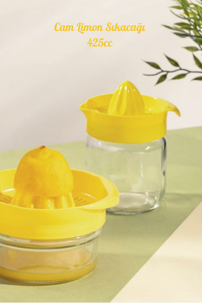 Melkan Home 425ml Yellow Glass Lemon, Citrus and Orange Juicer