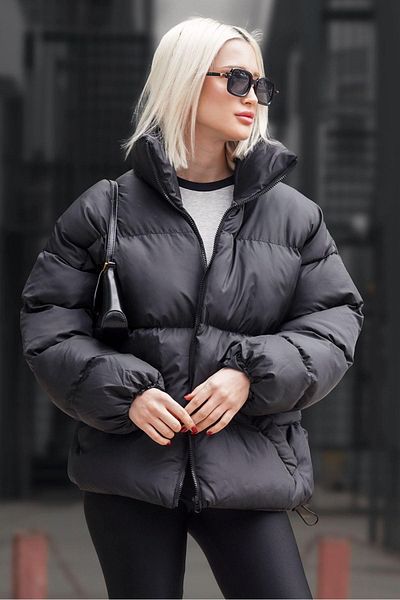 Madmext Black Basic Oversize Women's Puffer Jacket Mg1550