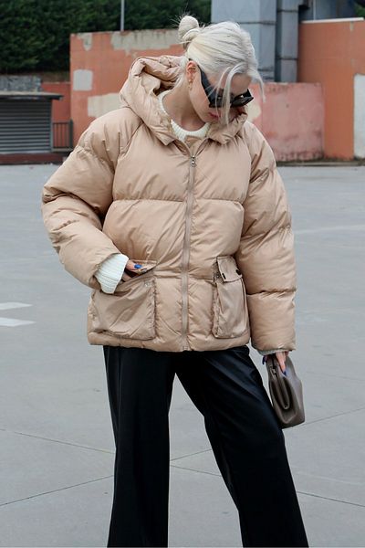 Madmext Μπεζ Oversize Παλτό τσέπης Mg1358