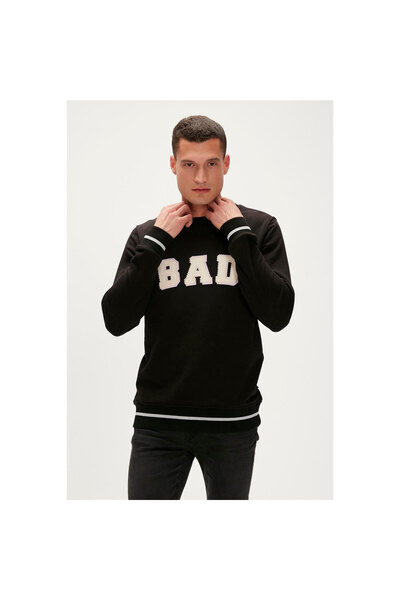 Bad Bear Felt Siyah Erkek Crewneck Sweatshirt 23.02.12.013-C04