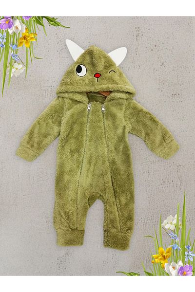 KİDOO BEBE Baby Boy Double Zipper Plush Jumpsuit