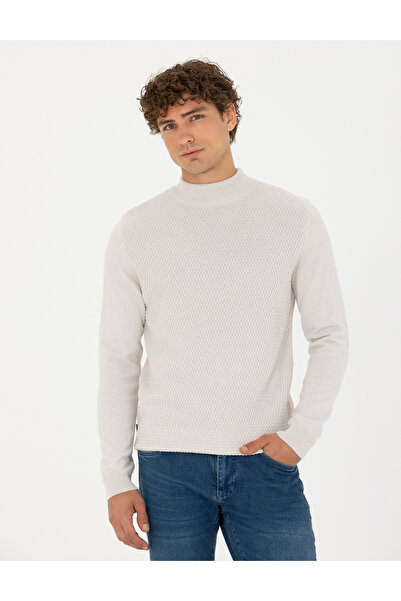 Pierre Cardin سترة تريكو نصف الياقة المدورة بقصة ضيقة من Stone 50278111-VR049