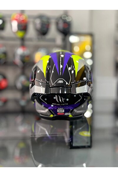 MT Helmets Kask Thunder 4 Sv Valıant B2 Parlak Gri Mor ŞEFFAF VİZÖR