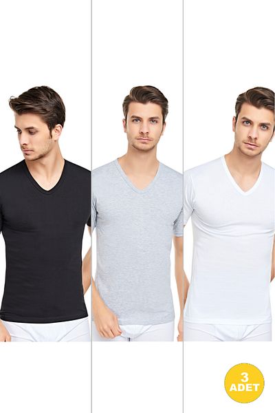 CNT Men's V-Neck Half Sleeve Undershirt 3 Pack