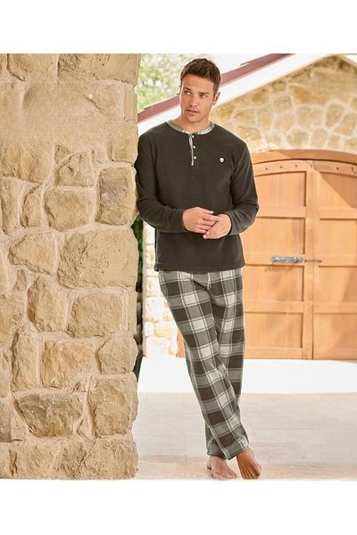 Pijamoni Ανδρικό σετ πιτζάμες με κουμπιά χειμερινό φλις 6100/5 - 1 Τεμάχιο