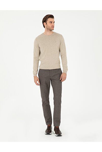 Pierre Cardin Kum Melanj Slim Fit Bisiklet Yaka Basic Triko Kazak 50296621-VR123