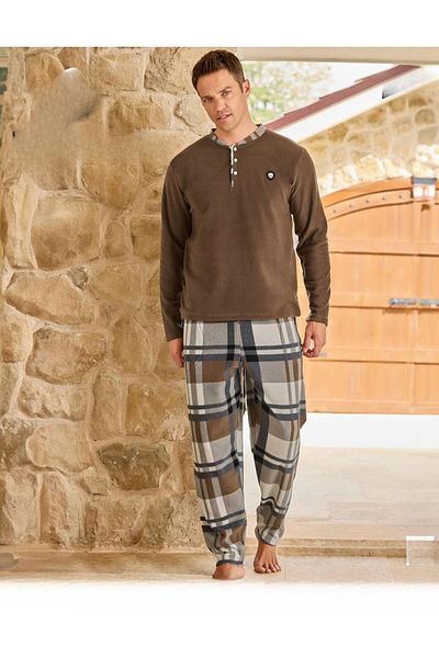 Pijamoni Ανδρικό σετ πιτζάμες με κουμπιά χειμερινό φλις 6100/11 - 1 τεμάχιο