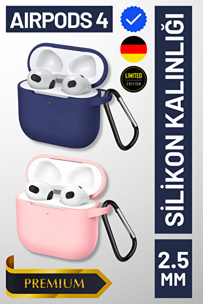 EWEC İkili Set | AirPods 4. Nesil ve 5. Nesil Uyumlu Lacivert Ve Pembe Premiu...