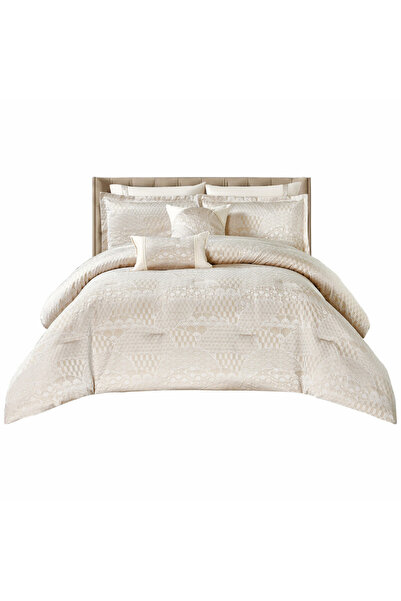 Donetella طقم لحاف كينج بنمط هندسي فاخر مكون من 8 قطع مقاس 240×260 سم