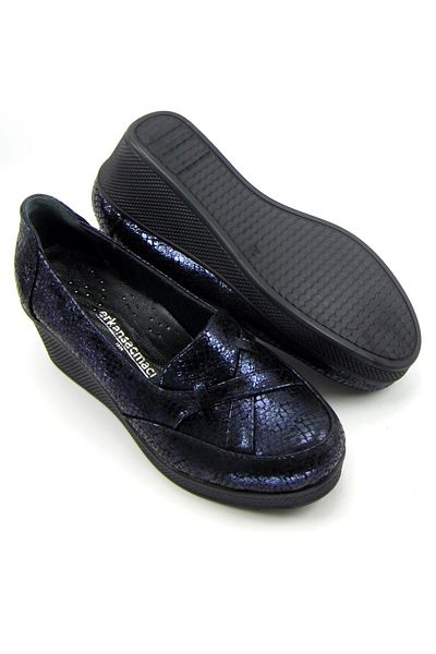 Erkan Saçmacı Παπούτσια Casual με τακούνι Shay Navy Blue Snake από γνήσιο δέρμα
