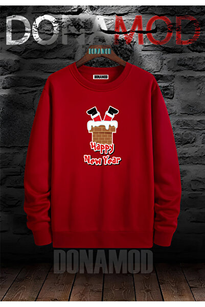 donamod 2025 Anul Nou Pin Roșu Model Crew Gât Moș Crăciun Căprior Halloween H...