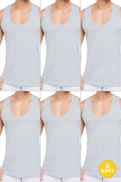 CENNETOĞLU Men's White 100% Cotton Combed Athlete Economical 6 Pack