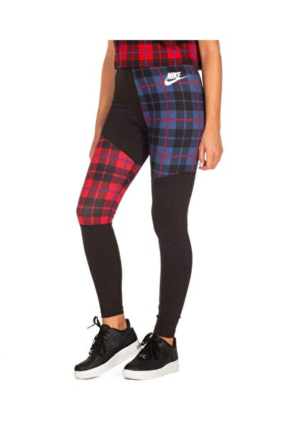 Nike Kadın NSW Tayt Ekose  BV4633-010 (Renk Multi / Beden Large)