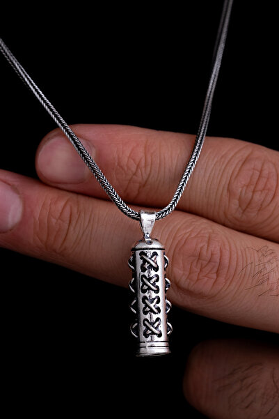 vogutima Erkek Gümüş Kolye - Dikişli Cevşen Kolye Muska • Sevgiliye • Eşe • B...