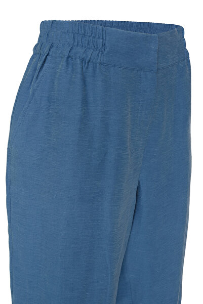 Aker Arka Bel Lastikli Keten Pantolon