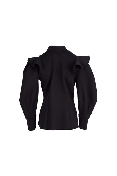 Aker Kolları Volanlı Örme Bluz