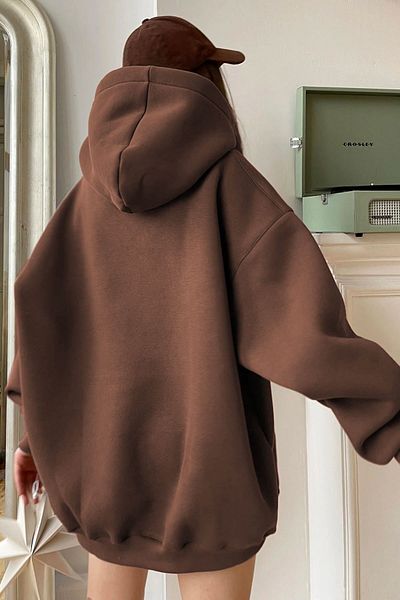 Madmext Braunes Oversize-Sweatshirt mit Kapuze Mg1566