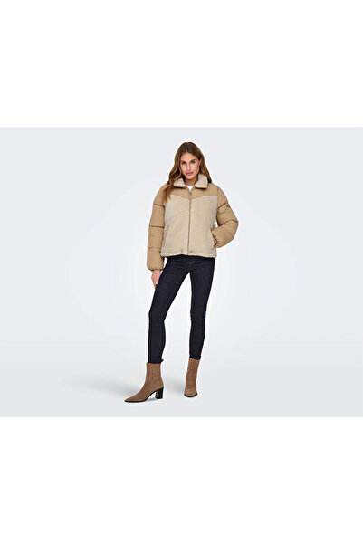 ONLY OnlsienaTeddy Mix Puffer Γυναικείο Casual Παλτό 15322083 -Κρέμα ΚΑΦΕ-ΡΥΖΙ