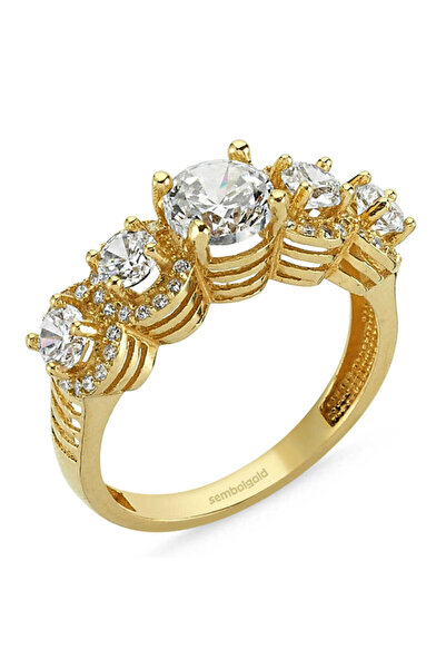 Sembol Gold Altın 5 Taş Yüzük Taşlı