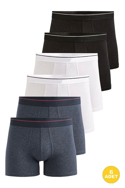 CENNETOĞLU Ανδρικά Lycra Cotton Boxers 6 Pack με Ειδική Υγιεινή Συσκευασία